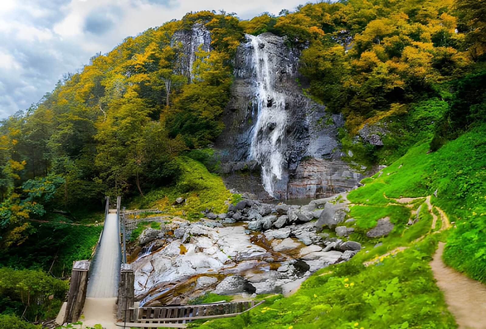 Seven Beauties Waterfall in gabala